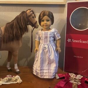Retired Felicity American Girl Doll in Lavender Dress with Horse